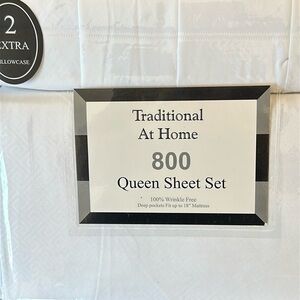 Traditional at Home 6pc Queen Sheet Set White as Snow Embossed Maze key